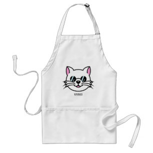 Tablier Chat blanc portant des lunettes noires / lunettes