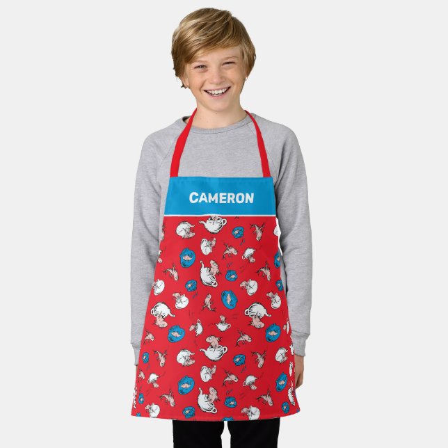 Tablier Chat Dans Le Casquette | Le Motif rouge poisson (Porté)
