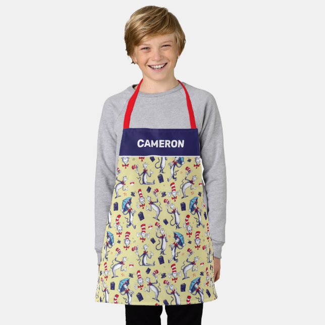 Tablier Chat Dans Le Casquette | Motif jaune (Porté)