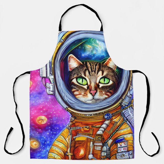 Tablier Chat d'astronaute drôle (Recto)
