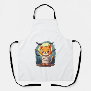 Tablier Chat de momie effrayant Halloween et citrouille Ha