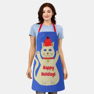 Tablier Chat de Noël Mignon Personnalisé