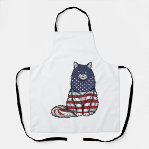 Tablier Chat drapeau patriotique dessin de t-shirt de grav