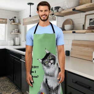 Tablier Chat drôle et duveteux Maine Coon humour vert