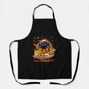 Tablier Chat drôle Hallothanksmas Halloween Thanksgiv