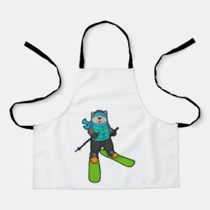 Tablier Chat en Skier avec Ski