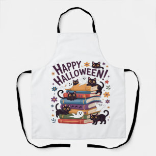 Tablier Chat Fantôme Lecteur de Livres Cadeaux Halloween D