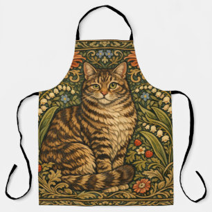 Tablier Chat floral botanique élégant vintage