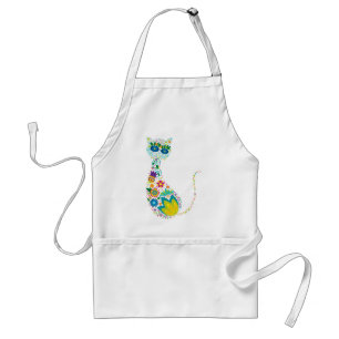 Tablier Chat floral coloré
