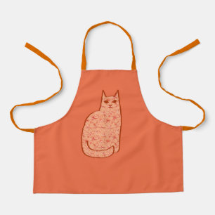 Tablier Chat moderne du milieu du siècle, Coral Orange et 