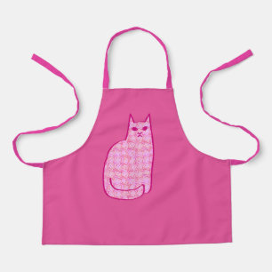 Tablier Chat moderne du milieu du siècle, Fuchsia et rose 