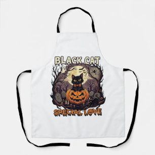 Tablier Chat Noir Amour Spécial Halloween Citrouille Plein