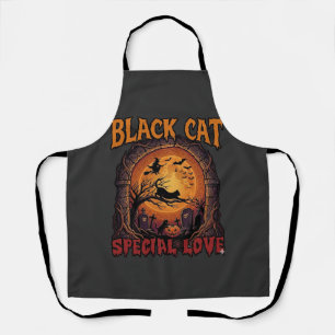 Tablier Chat Noir Amour Spécial Halloween Lune Sorcière Ci