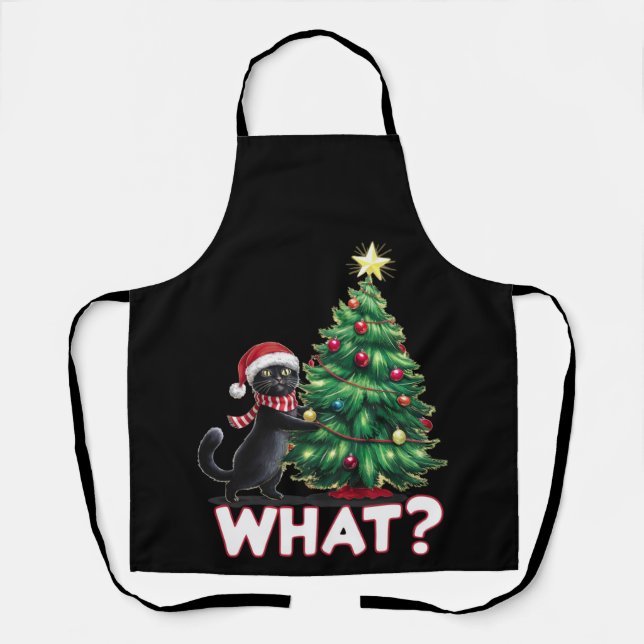 Tablier Chat noir drôle Quel arbre de Noël Noël Noël (Recto)