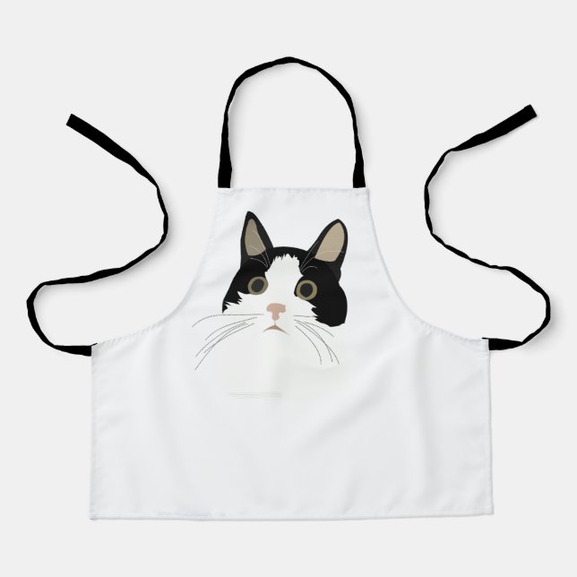 Tablier Chat noir et blanc Cute Animaux Enfants (Recto)