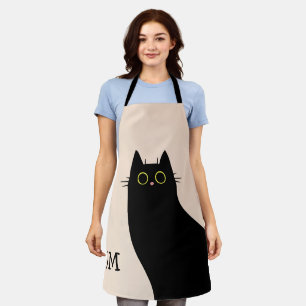 Tablier Chat noir mignon dans le style Mid Century