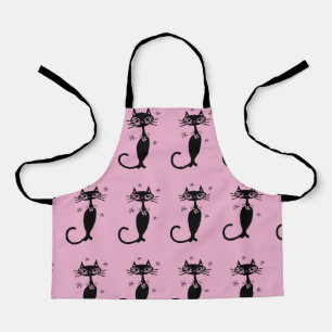 TABLIER CHAT NOIR RETRO PINK APRON