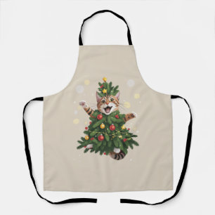 Tablier Chat orange gingembre arbre de Noël mignon Noël