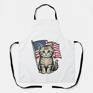 Tablier Chat patriotique avec drapeau américain vecteur vi