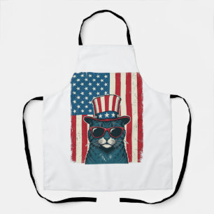Tablier Chat Patriotique Drapeau Gravure Vintage Design de