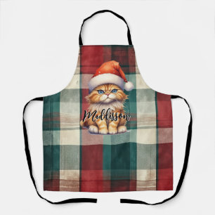 Tablier Chat Père Noël Plaid De Noël Avec Nom