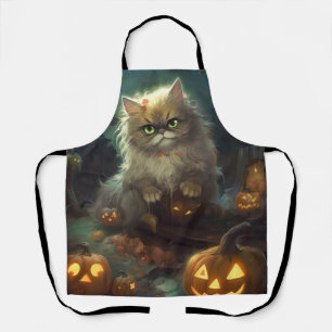 Tablier Chat perse d'Halloween avec effroi Citrouille