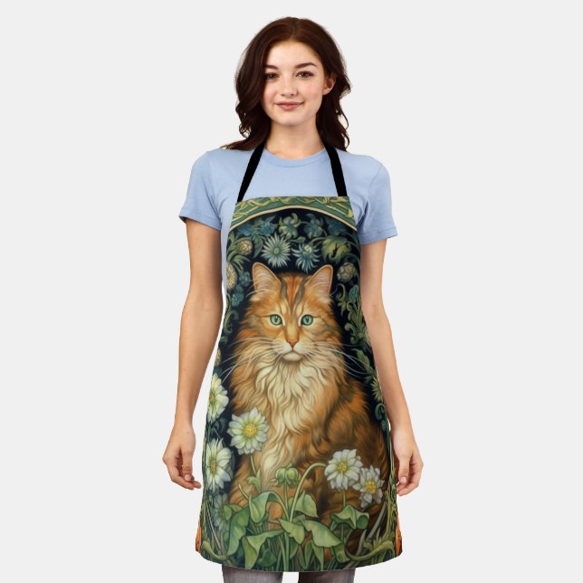 Tablier Chat rouge dans le jardin Art nouveau (Porté)
