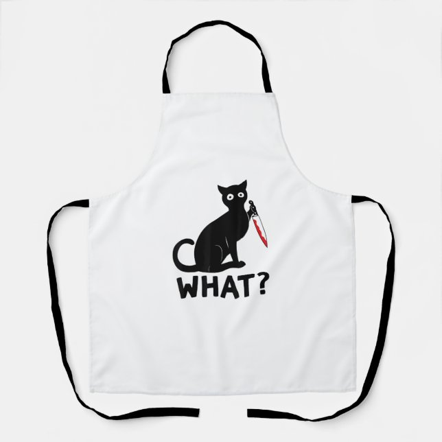 Tablier Chat What_ Chat tenant Couteau Drôle Chat Hallowee (Recto)