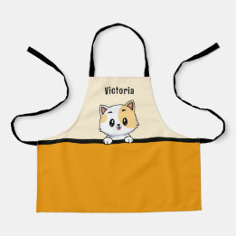 Tablier Chaton orange doux avec nom personnalisé Enfants