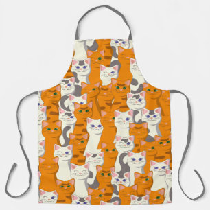 Tablier Chats blancs et gingembre motif yeux verts yeux bl