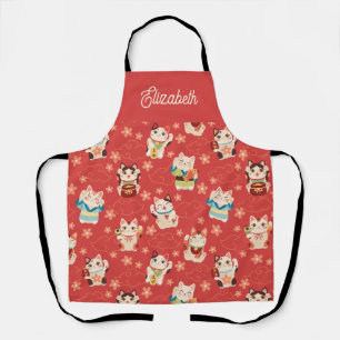 Tablier Chats chanceux Maneki Neko Personnalisés