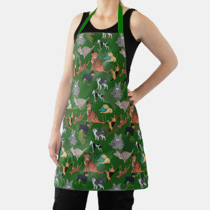 Tablier Chats et chiens motif design sur fond vert