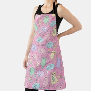 Tablier Chats et fleurs pastel Kawaii en motif 