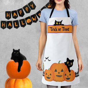Tablier Chats noirs d'Halloween et Citrouille orange