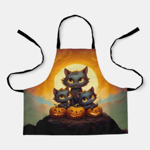 Tablier Chats noirs et citrouille mignon Halloween