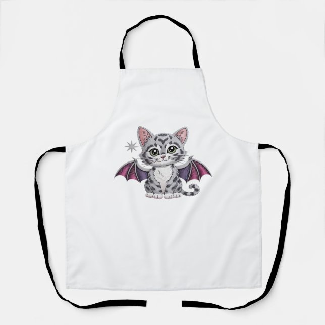 Tablier chatte brodée T-shirt classique (Recto)