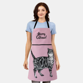 Tablier Chaussette de Noël rose Catsmus joyeux chat tigré