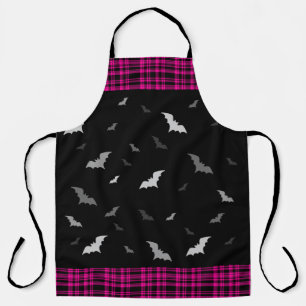 Tablier Chauve-souris gothique Vampire Plaid Apron noir et