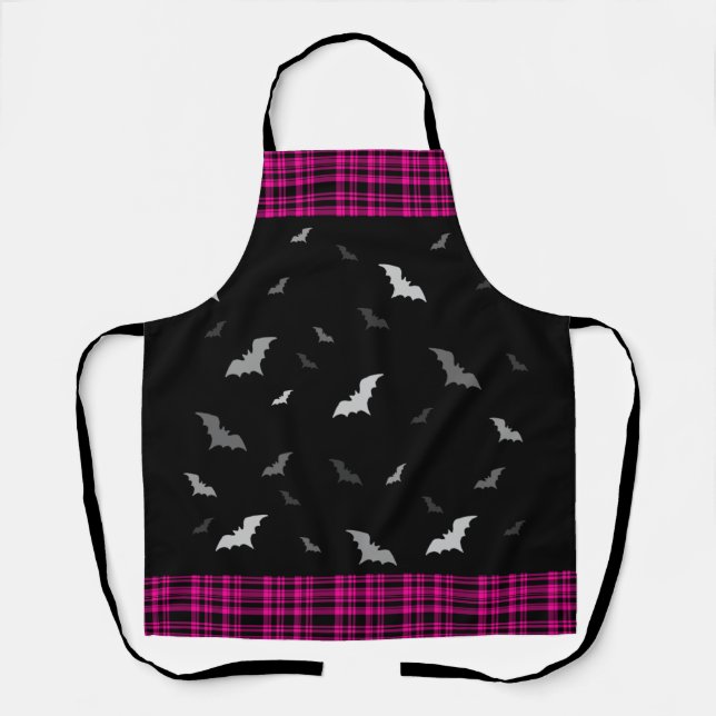 Tablier Chauve-souris gothique Vampire Plaid Apron noir et (Recto)