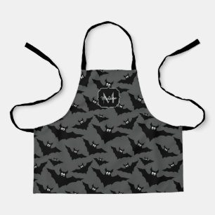Tablier Chauve-souris noire gris cool Halloween motif Mono