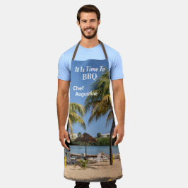 Tablier Chef BBQ Caribbean Beach Barbecue Personnaliser