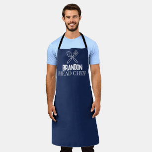 Tablier Chef Bleu Elégant Homme Nom Modern Simple