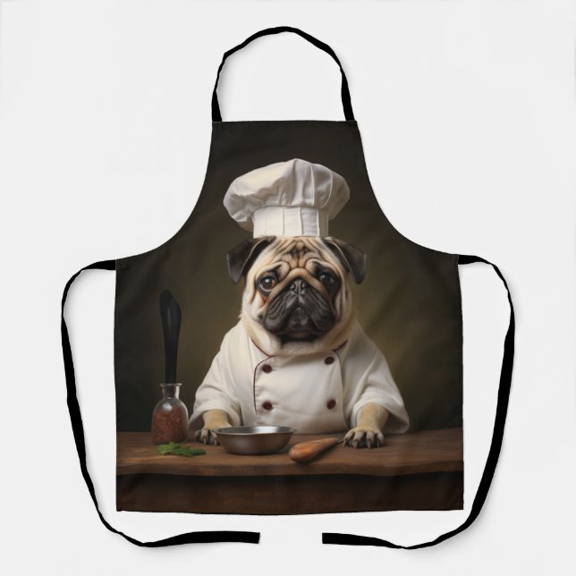 Tablier Chef chien carlin (Recto)