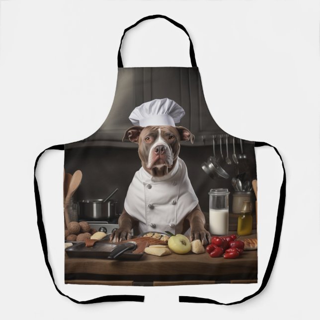 Tablier Chef de chien Pitbull Terrier (Recto)