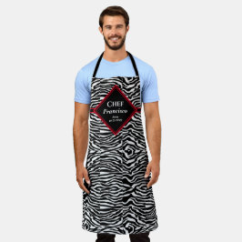 Tablier Chef de modèle Zèbre Blanc Noir Personnaliser