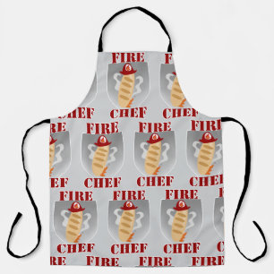 Tablier Chef Feu Drôle Cuisine Temps Dessin Slogan