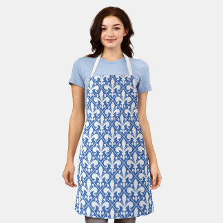 Tablier Chef français Fleur de Lys Bleu et Blanc France