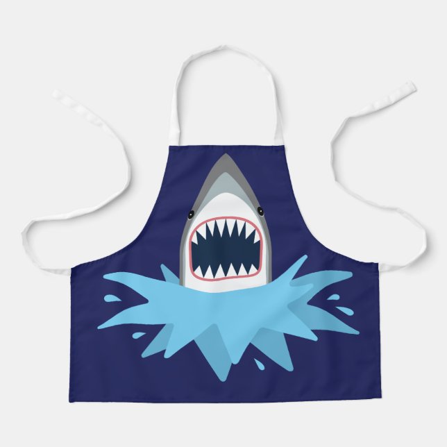 Tablier Chef Garçon drôle Grande attaque de requin blanc (Recto)