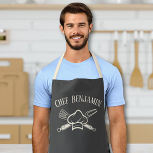 Tablier Chef masculin Nom personnalisé Cuisine barbecue ta
