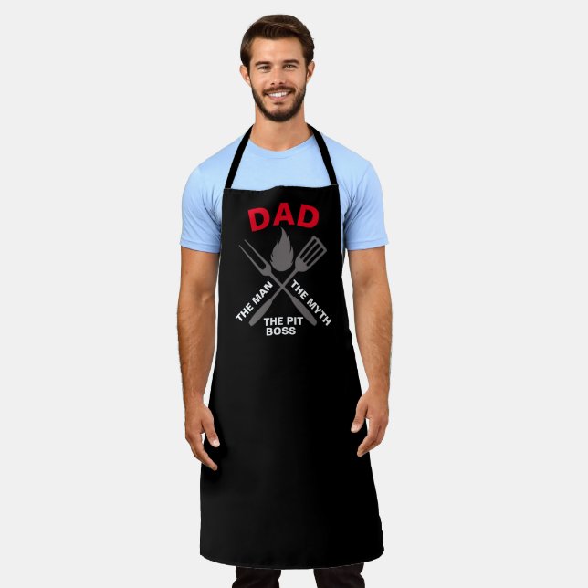 Tablier Chef noir personnalisé Papa #FATHERSDAY Pit Boss (Porté)